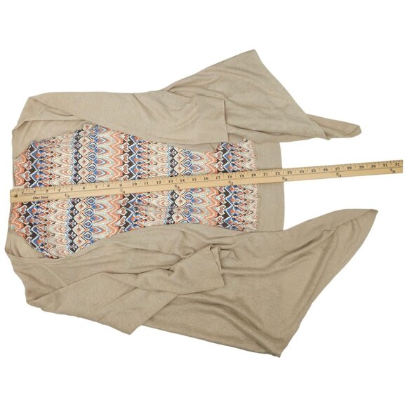 Chicos Open Front Cardigan Womens Size 1 US M/8 Sweater Tan Geometric Back - Picture 5 of 16